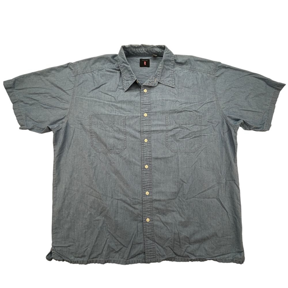 Levis Shirt Mens XL Chambray Short Sleeve Blue Denim Button Front Pocket